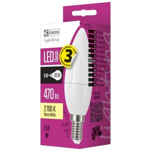 Emos ZQ3220 CLASSIC 6W E14 470 lumen meleg fehér LED gyertya izzó 