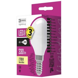 Emos ZQ1210 CLASSIC 4W E14 330 lumen meleg fehér LED kisgömb izzó 