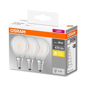 Osram Base matt üveg búra/4W/470lm/2700K/E14 LED kisgömb izzó 3 db 