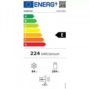 HOMEFORT HHSA2288W Alulfagyasztós hűtőszekrény E Energiaosztály