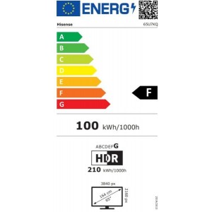 HISENSE 65U7KQ 4K UHD Smart Mini-LED ULED televízió, sötétszürke