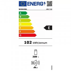 Whirlpool ARG 7182 Beépíthető Egyajtós hűtőszekrény, bútorlap nélkül E Energiaosztály