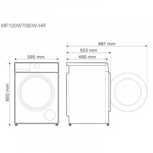 Midea MF100W80B/W-HR Elöltöltős mosógép B,8 kg,Normál mélység,1400 ford/perc,76 dB,Inverter motorral