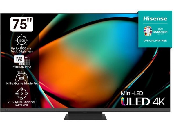 HISENSE 75U8KQ 4K UHD Smart Mini-LED ULED televízió, sötétszürke, 189 cm