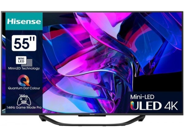 HISENSE 55U7KQ 4K UHD Smart Mini-LED ULED televízió, sötétszürke, 139 cm